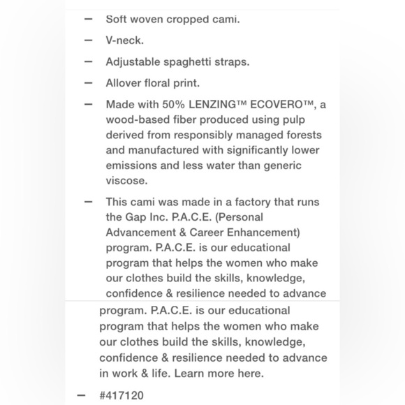 NWT Gap x DOEN Floral Cropped Cami Tank Top Size Medium - Picture 8 of 8